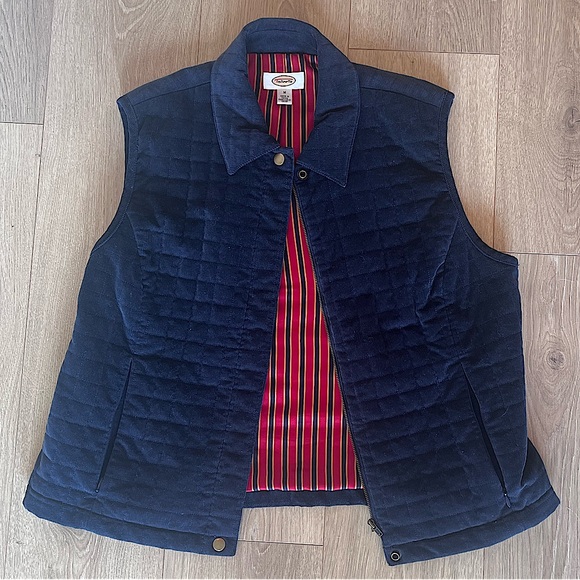 Vintage Talbots Navy Corduroy Quilted Vest- M - Picture 3 of 10
